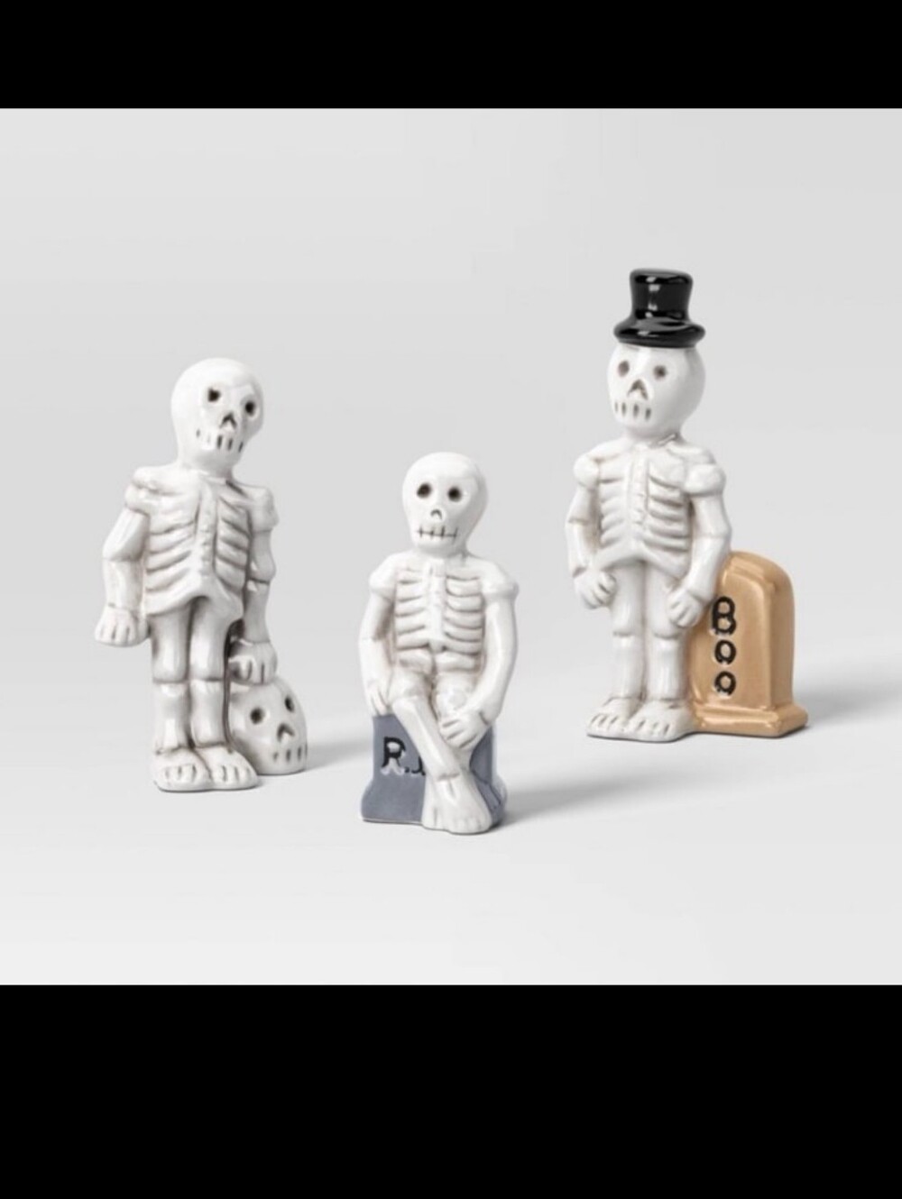 3pc Skeletons Mini Mantle CeramicDecorative Accent Set - Hyde and EEK